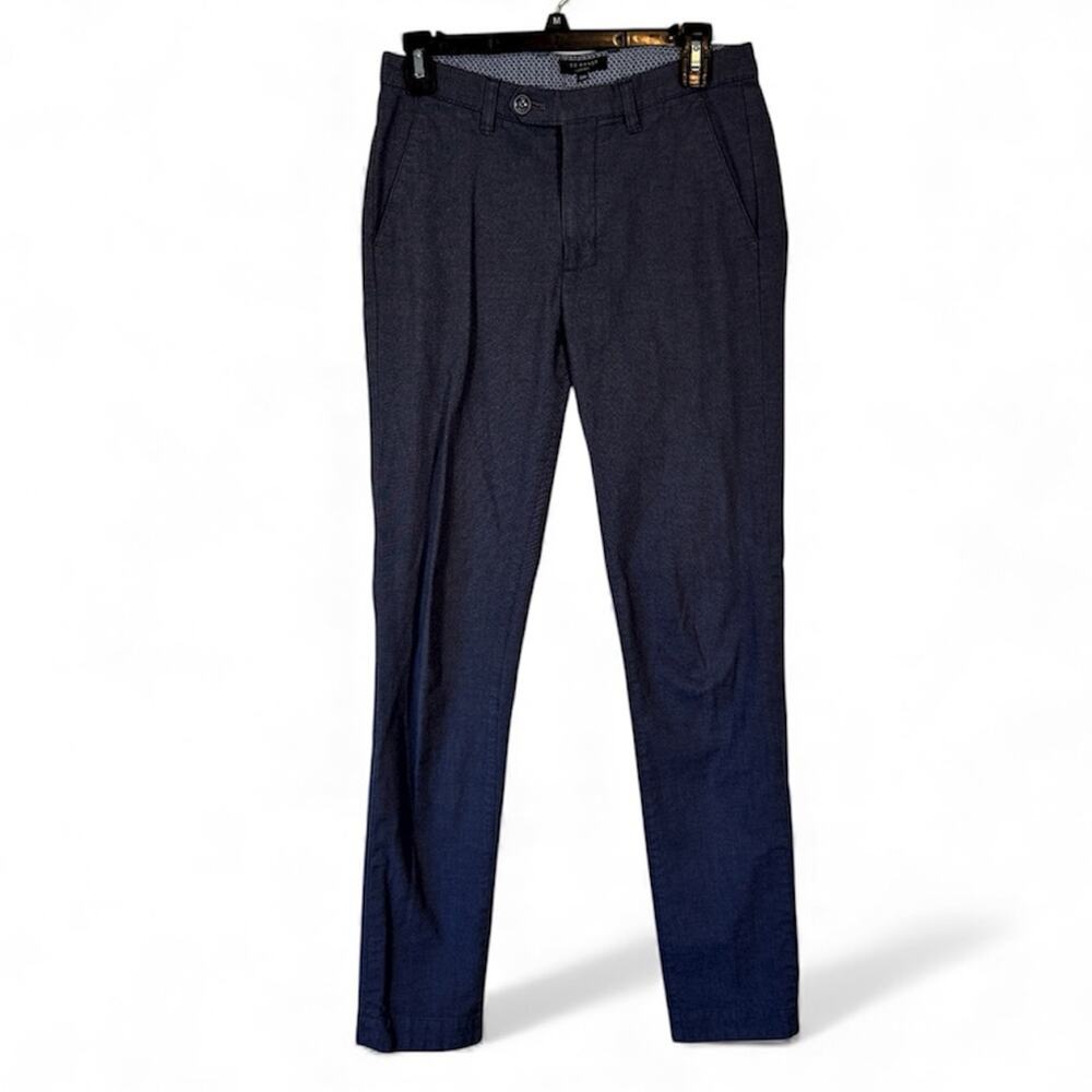 Ted Baker Blue Mid Rise Trouser Dress Pants Womens 28 Classic Preppy Slim Fit